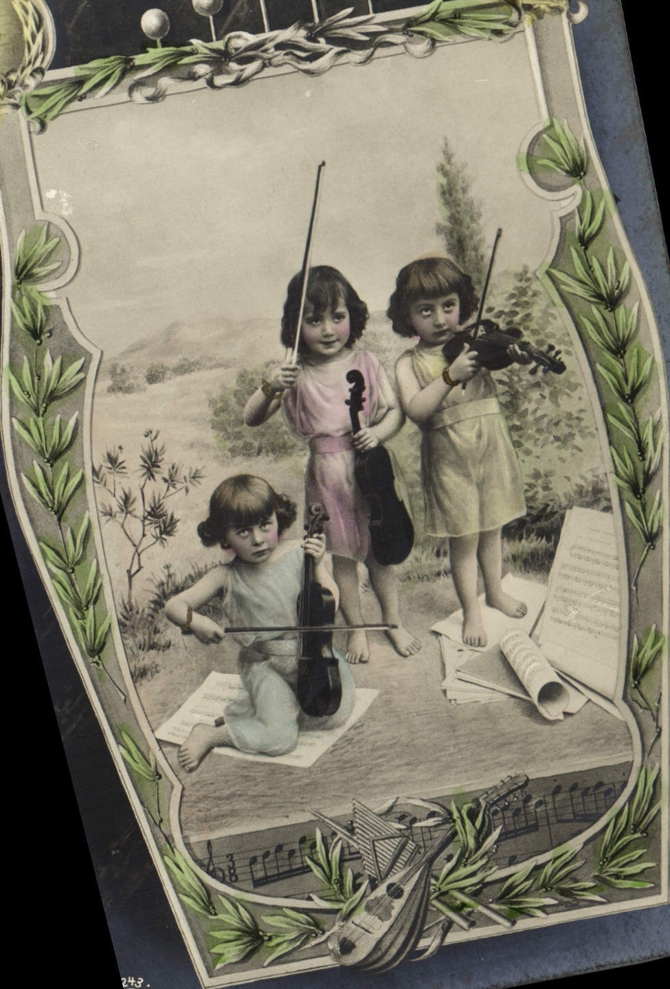 Trois enfants jouant du violon — illustration — éditeur inconnu, n° 249