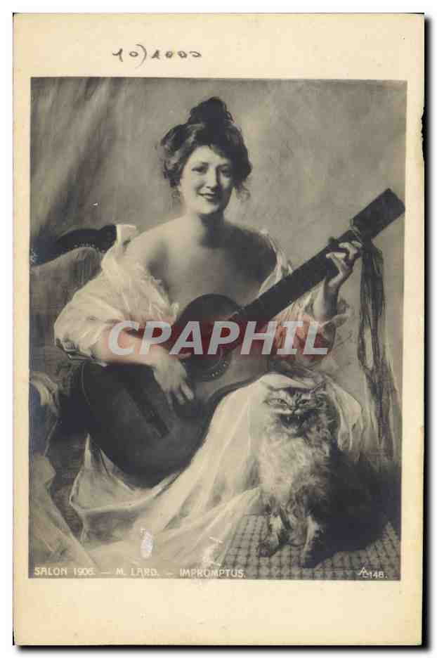CPA Femme Salon 1906 Lard Impromptus Chat 