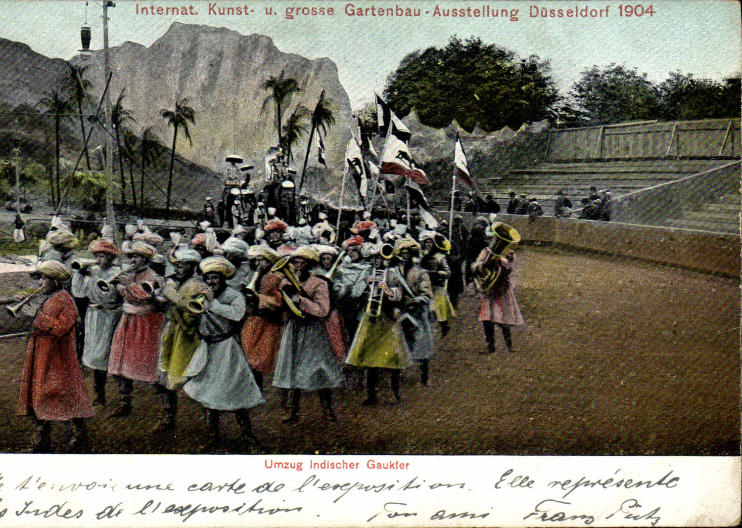 Défilé d'artistes indiens — Internationale Exposition de Jardinage Düsseldorf 1904 — éditeur Franz Pütz