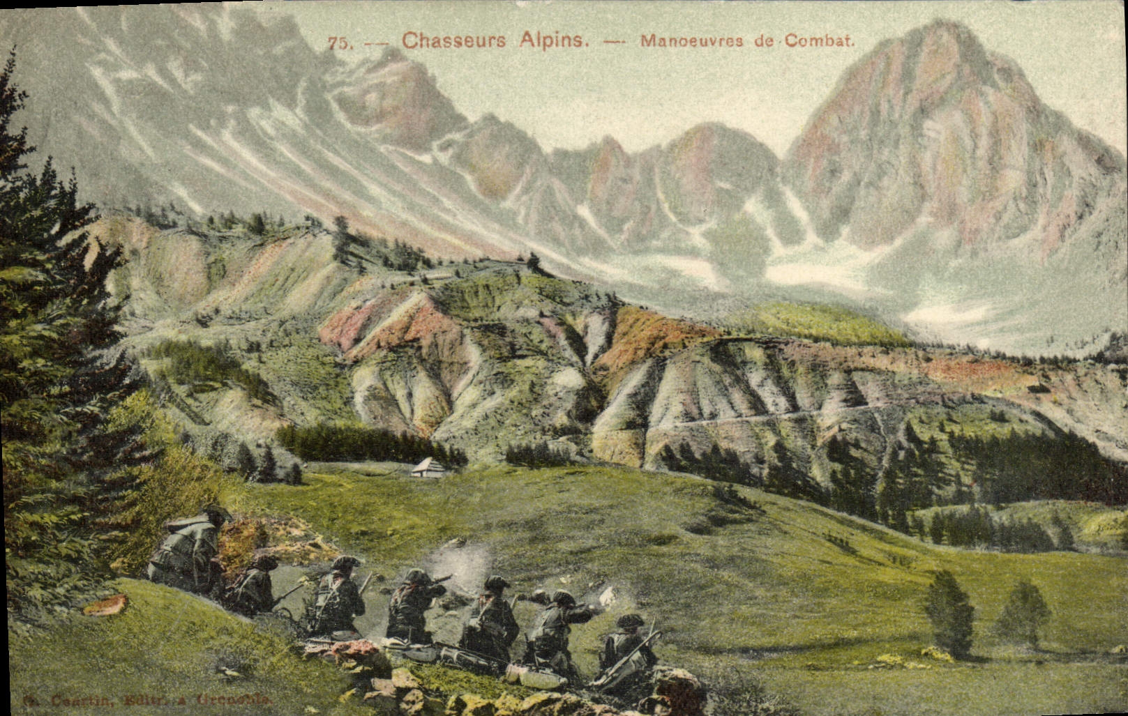CPA Militaria Chasseurs Alpins Manoeuvres de combat 