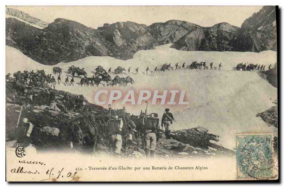Traversée d'un Glacier par une Batterie de Chasseurs Alpins — Éditeur C. Rancourt, n° 434
