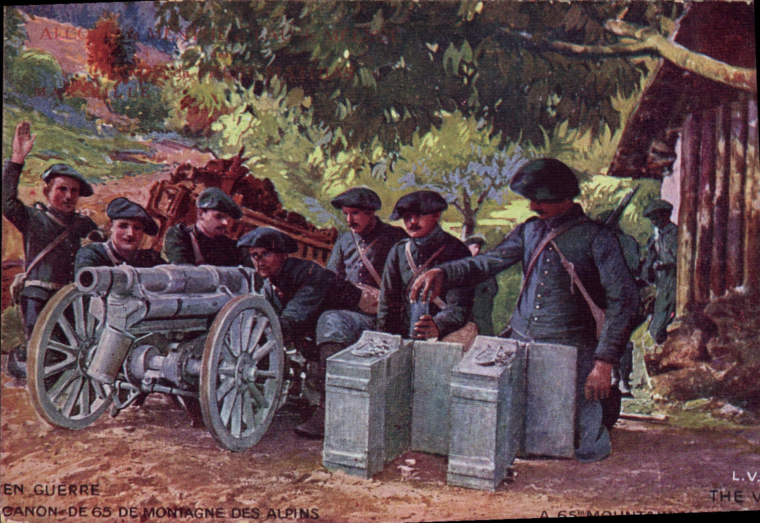 Canon de 65 de montagne des Alpins — en guerre — éditeur L.V.