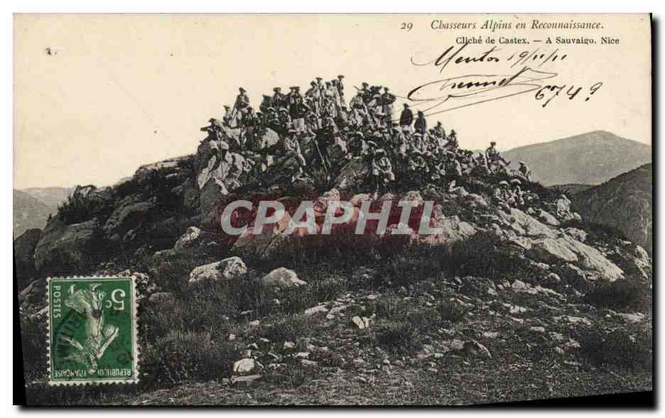 Chasseurs Alpins en Reconnaissance — Cliché de Castex — A Sauvaigo, Nice