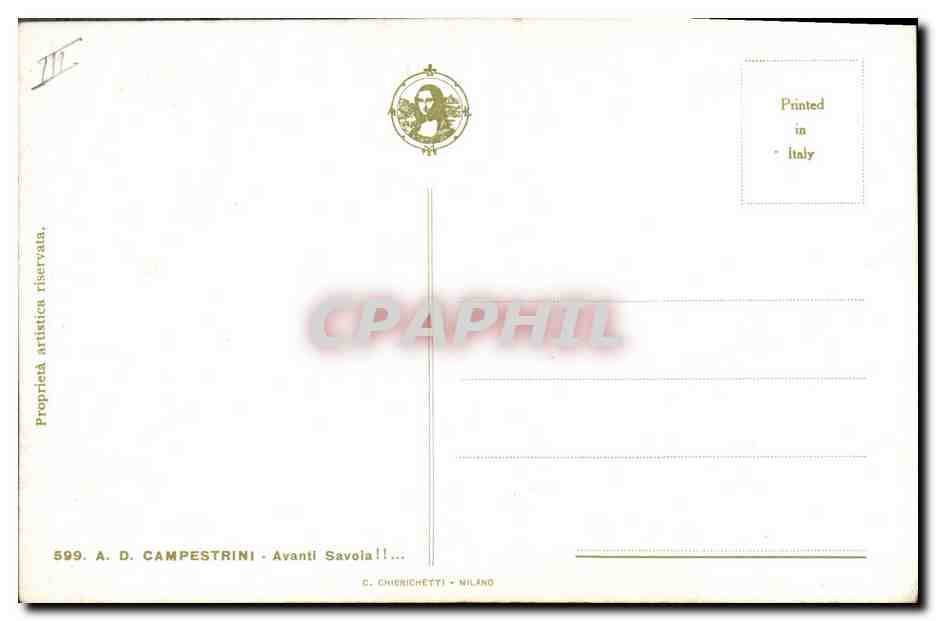 CPA Militaria Avanti Savoia  — Rückseite