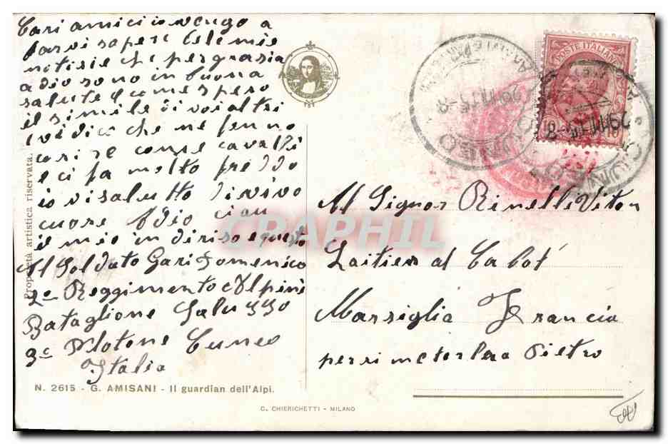 CPA Militaria Amisani Il guardian dell Alpi  — Rückseite