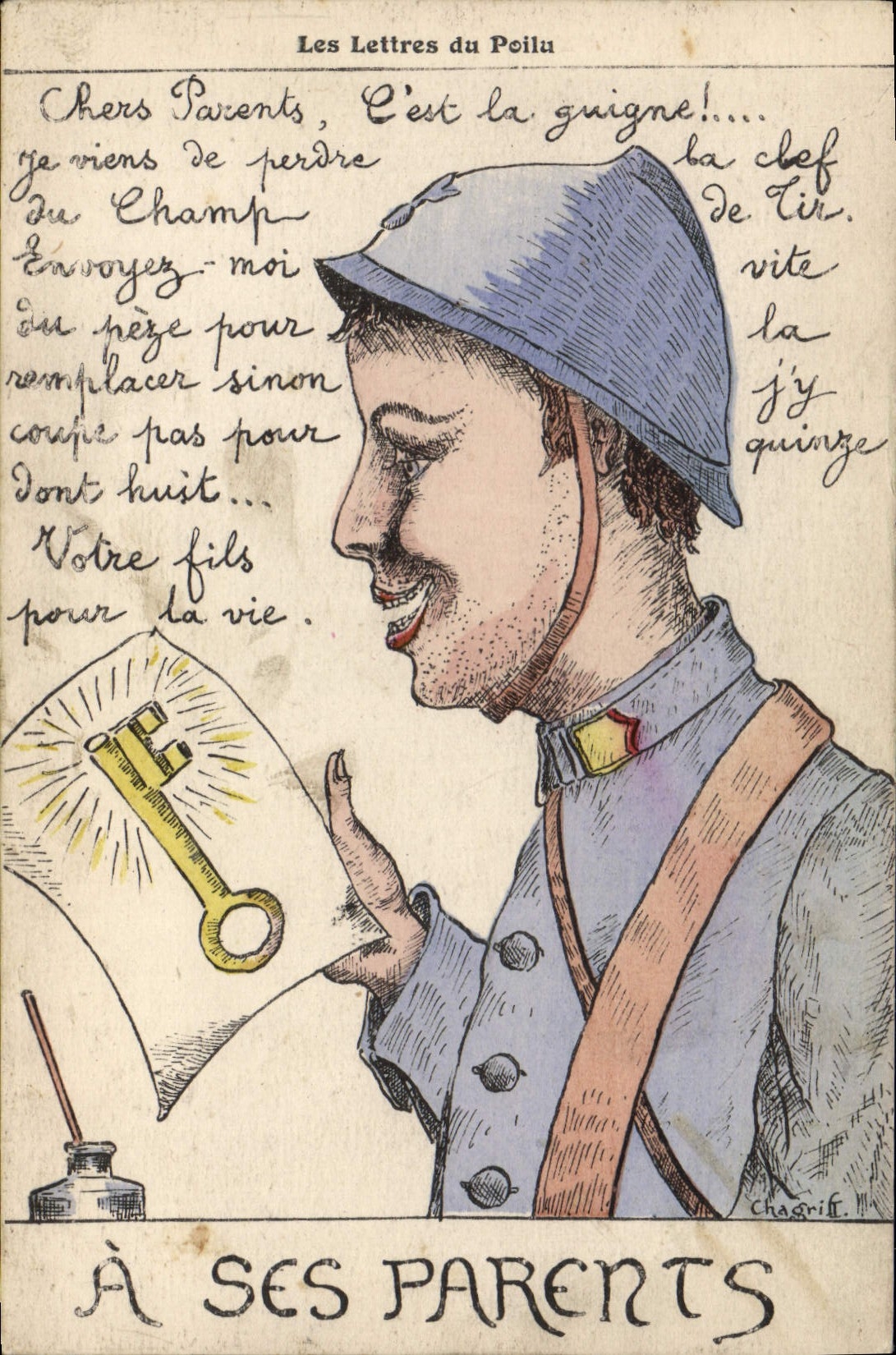 CPA Militaria Les lettres du poilu A ses parents 