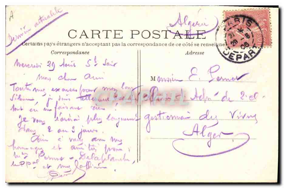 CPA Fallieres  — Verso
