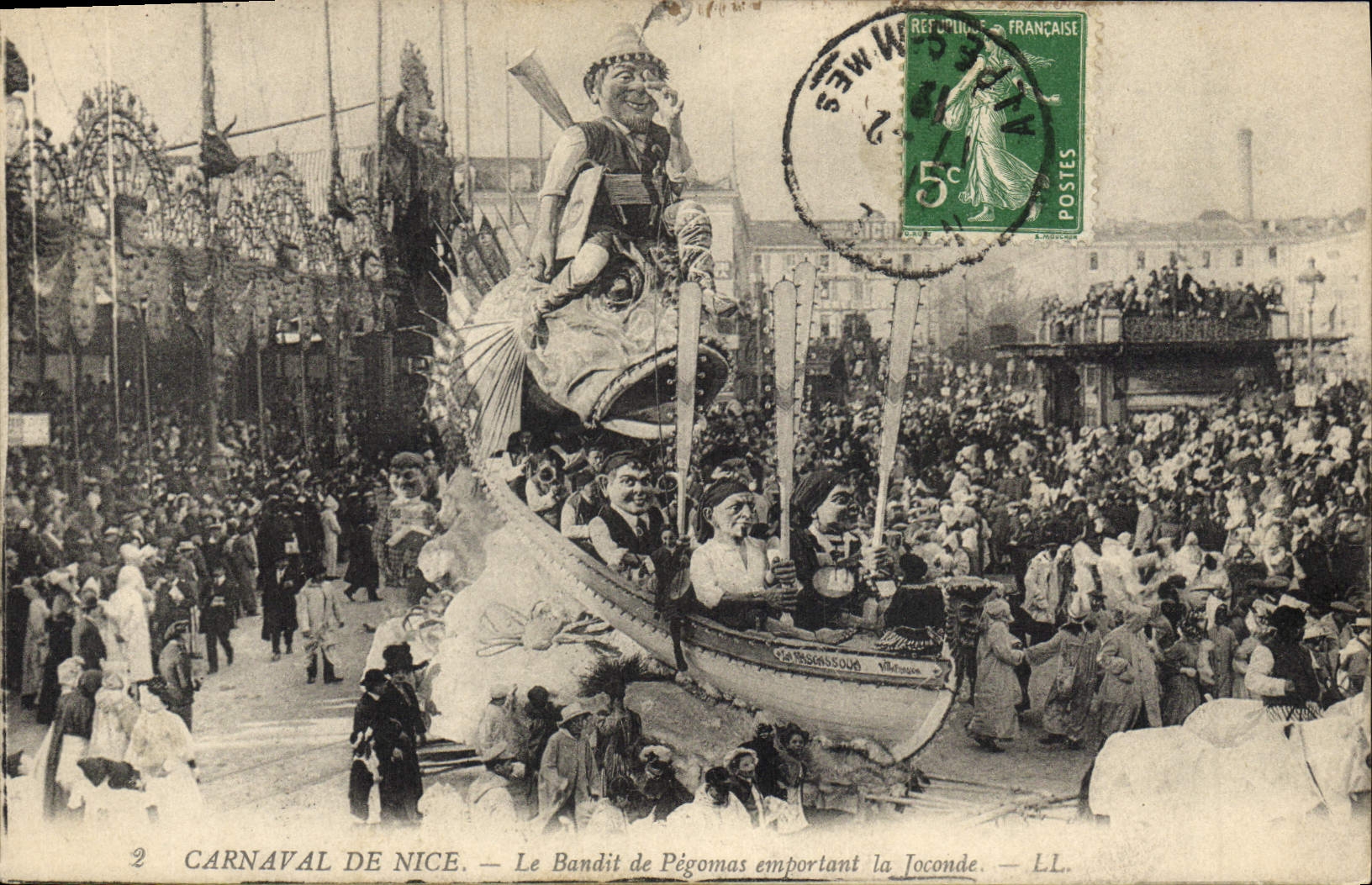 Carnaval de Niza — El Bandido de Pégomas llevando la Mona Lisa — LL.