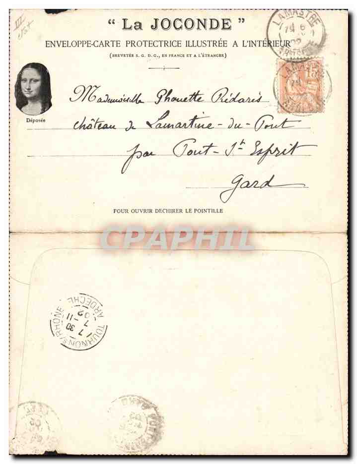 Envelope Card La Joconde Leonardo da Vinci — Back