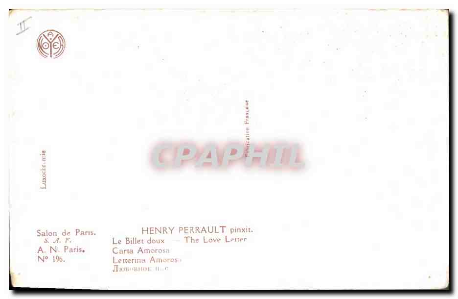 CPA Henry Perrault le billet doux Salon de Paris  — Verso