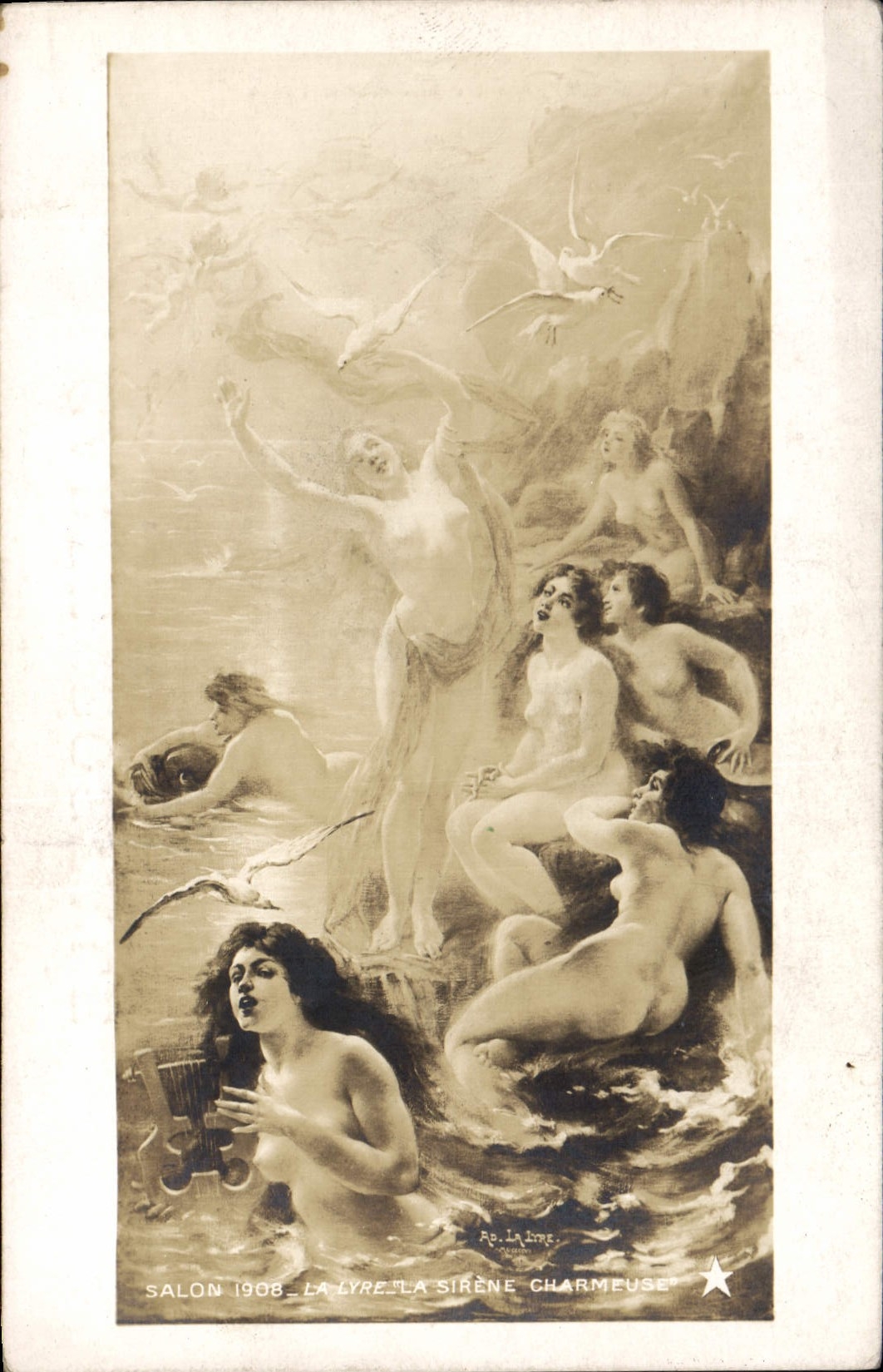 CPA Salon 1908 La lyre La sirene charmeuse 