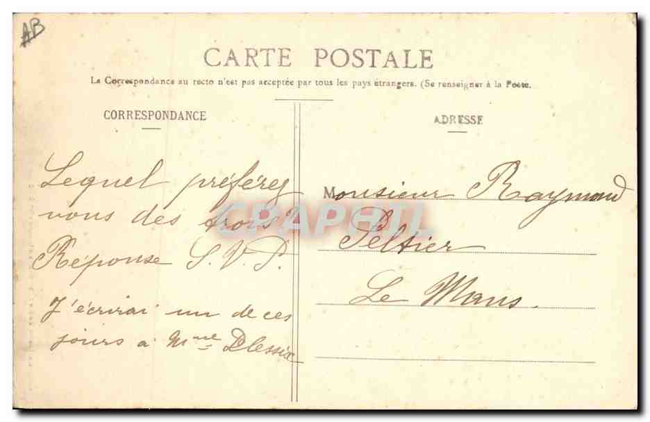 CPA Folklore Sablaise Ane Mule  — Verso