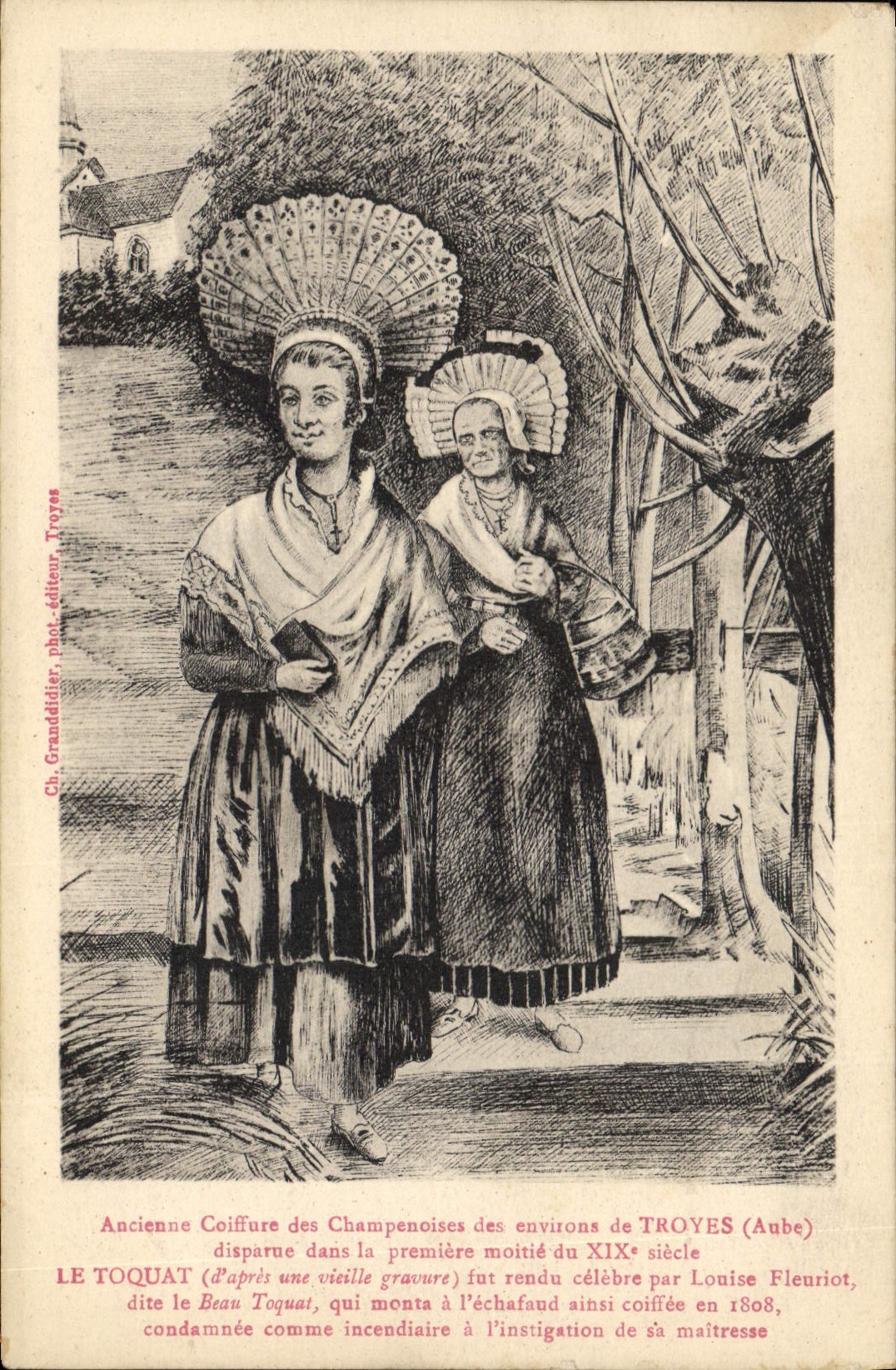CPA Folklore Ancienne coiffure des Champenoises des environs de Troyes Le Toquat 