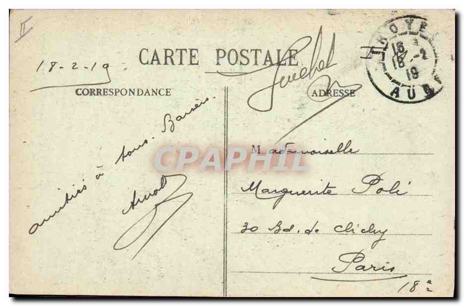 CPA Folklore Costume et coiffure de fete des paysannes des environs de Troyes vers l'an 1808  — Verso