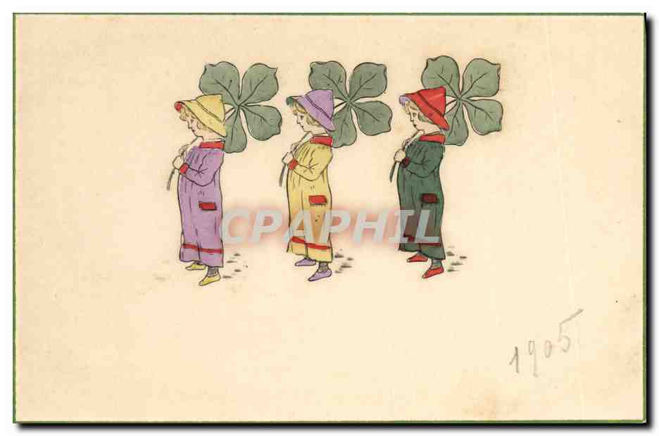 CPA Fantaisie Illustrateur Enfants Trefles 