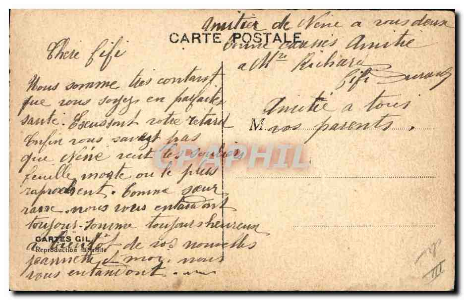Une Communiste prête pour le 'Grand Soir' — Carte postale illustrée, éditeur Cartes Gil — Verso