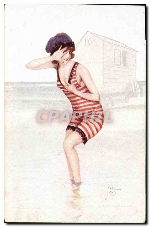 CPA Fantaisie Illustrateur Femme plage 