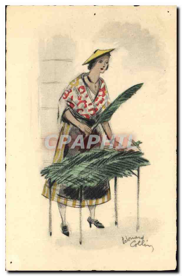 CPA Fantaisie Illustrateur Femme La marchande de rameaux 