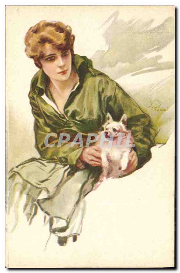 Jeune femme avec un chien — illustration — Propriété artistique, Milan, n° 262-3