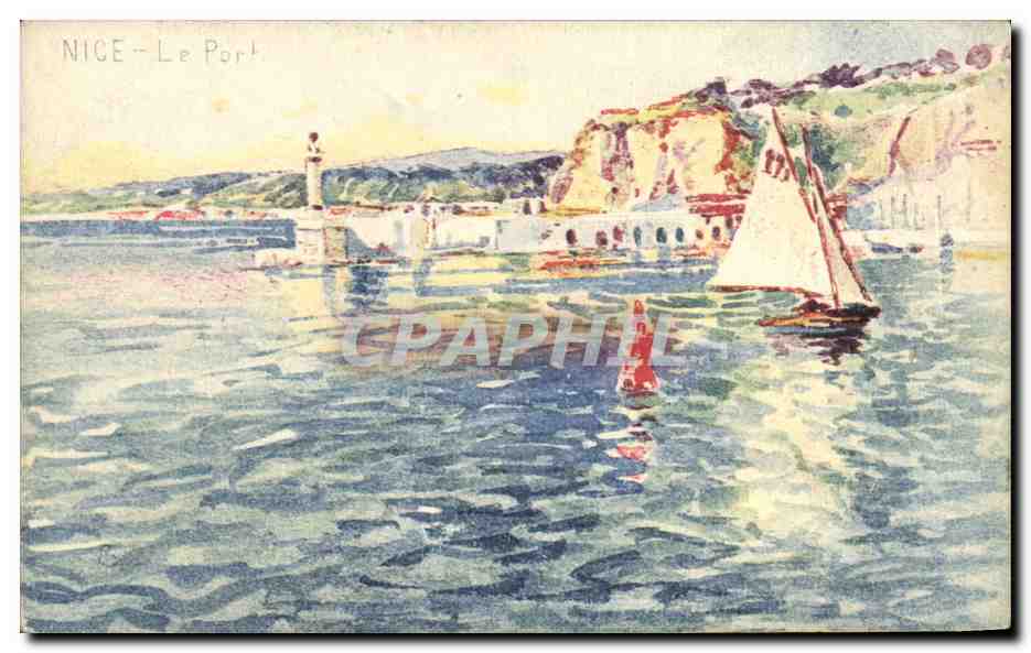 CPA Fantaisie Illustrateur Nice Le port Bateau 