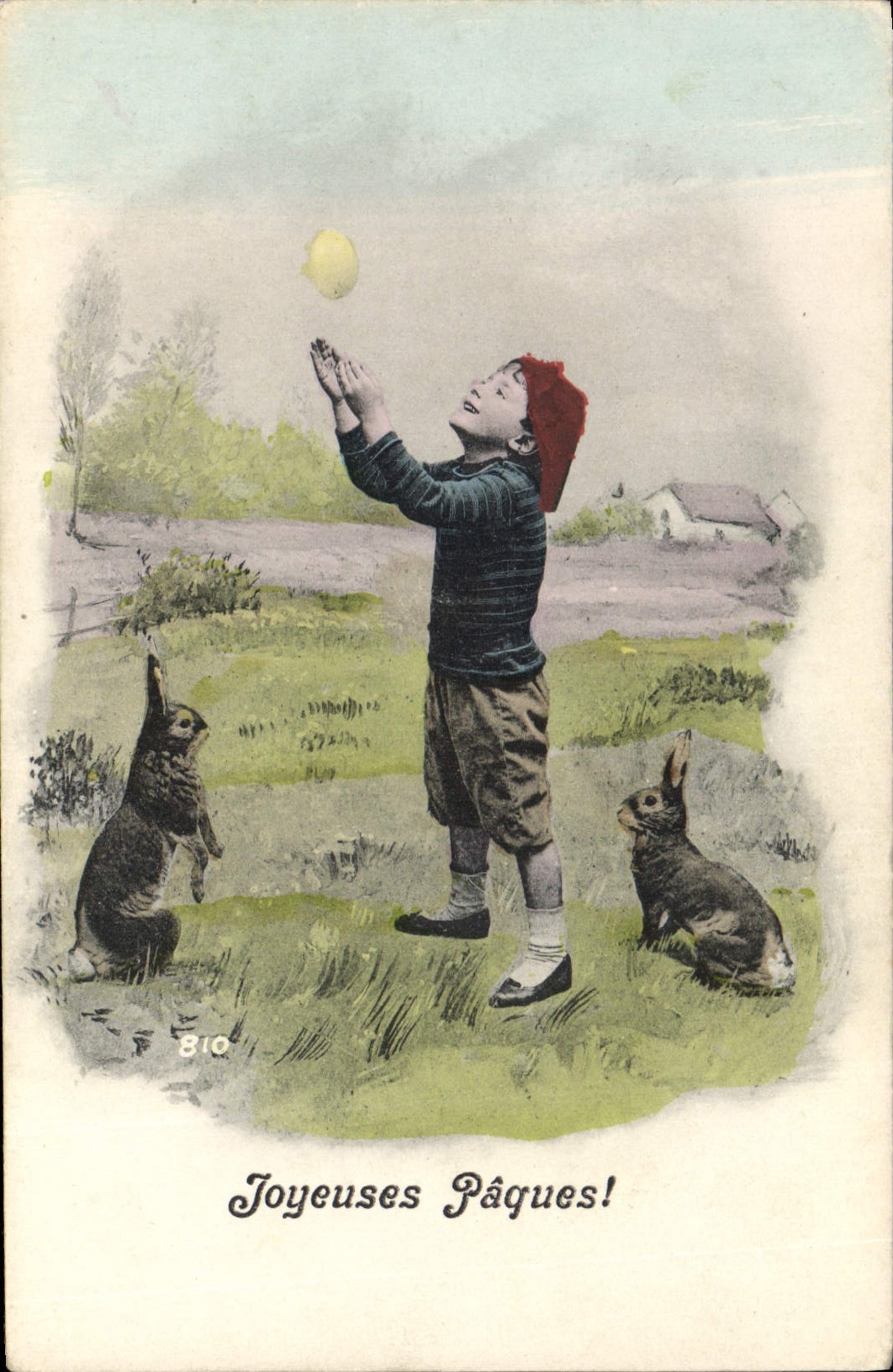 CPA Fantaisie Illustrateur Enfant Paques Lapin Lapins 