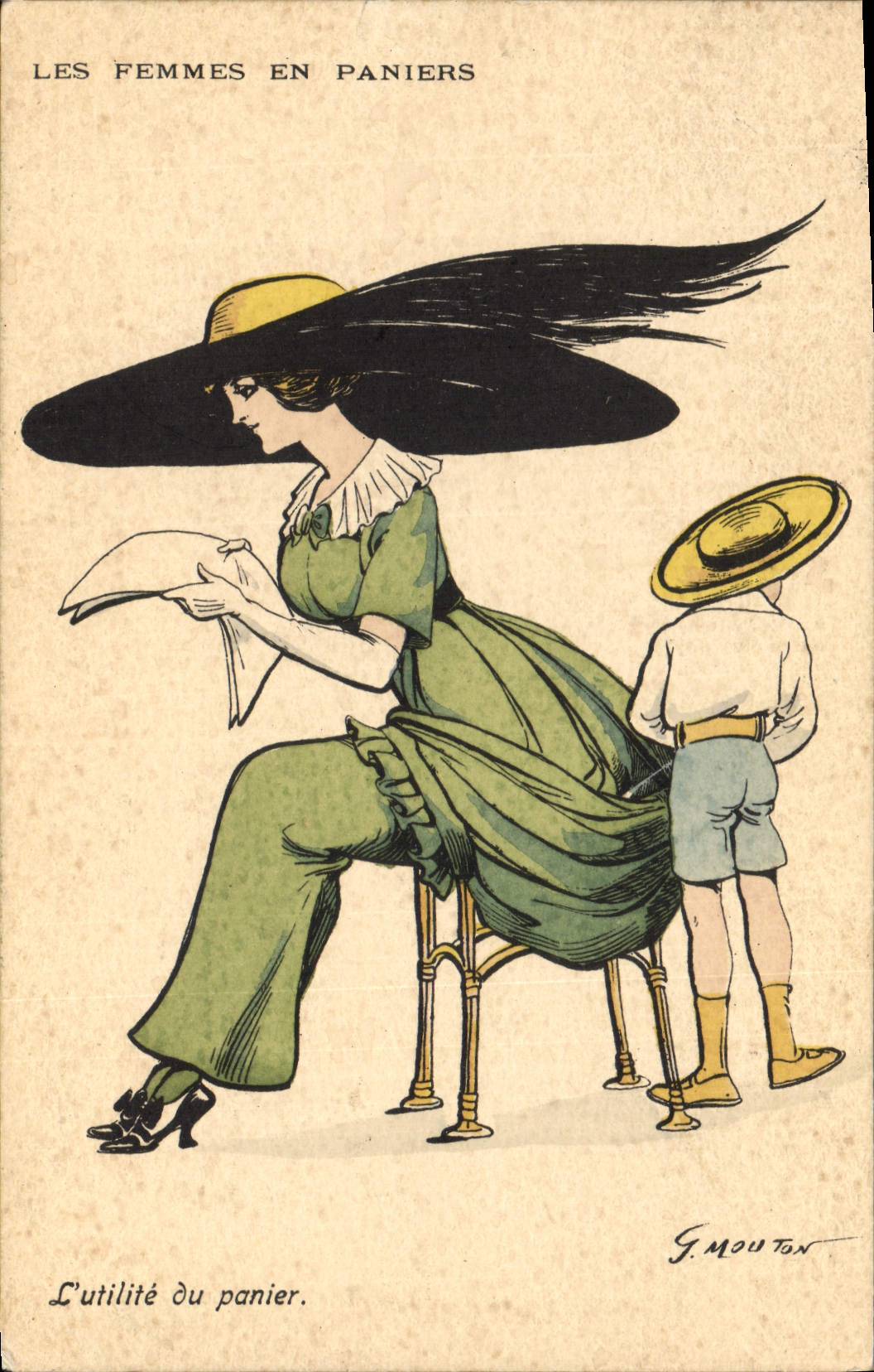 CPA Fantaisie Illustrateur Mouton Les femmes en paniers L'utilite du panier Chapeau 