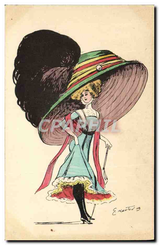 CPA Fantaisie Illustrateur Mouton Chapeau Femme 