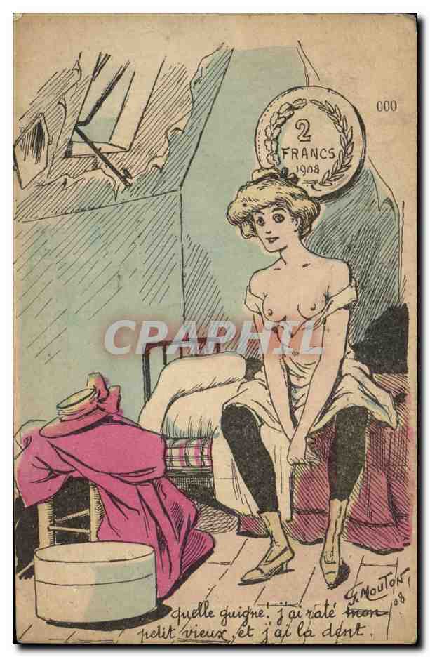 CPA Fantaisie Illustrateur Mouton Quelle guigne Femme 2 Francs 
