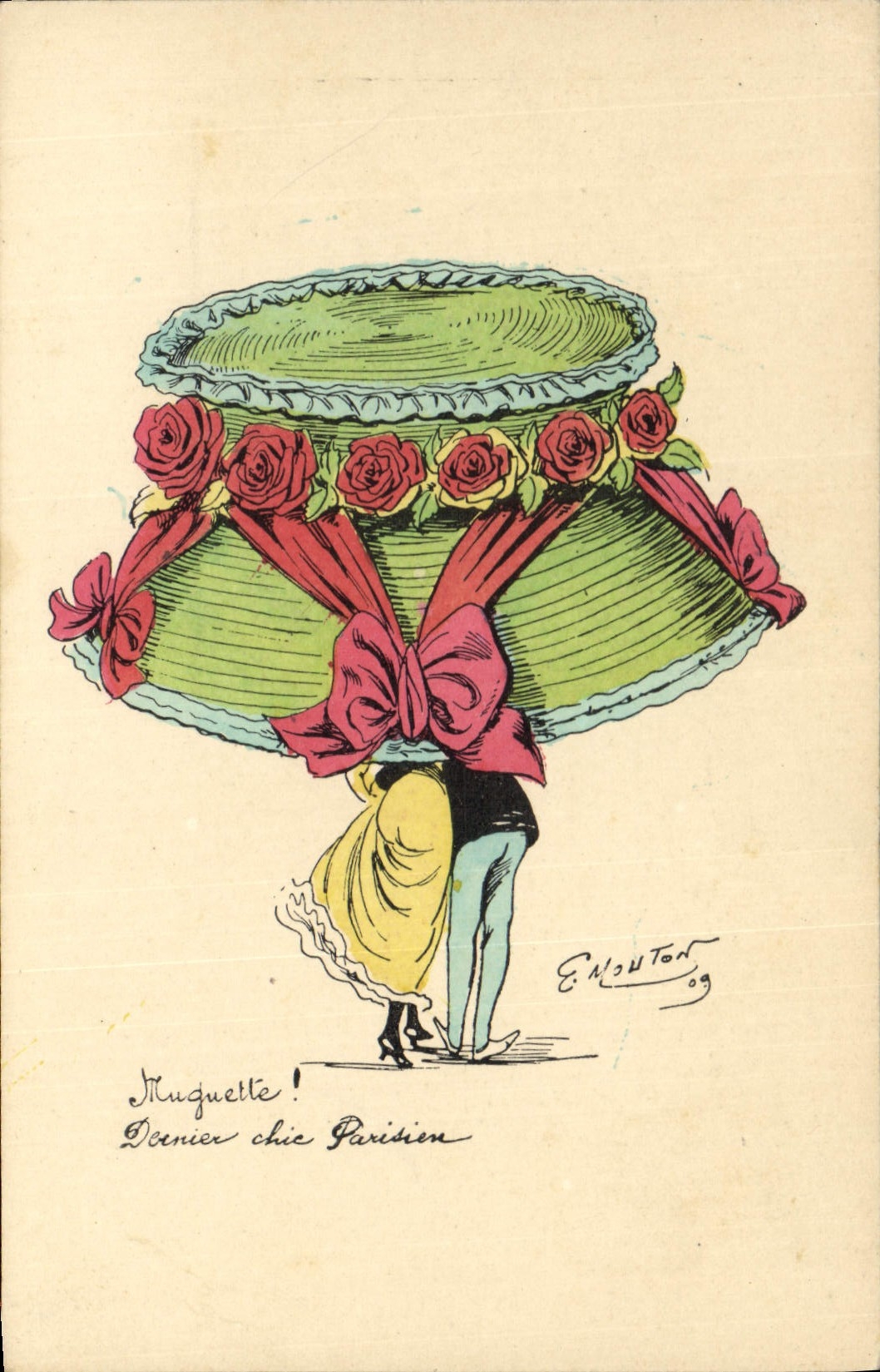 CPA Fantaisie Illustrateur Mouton Chapeau Femme Muguette 