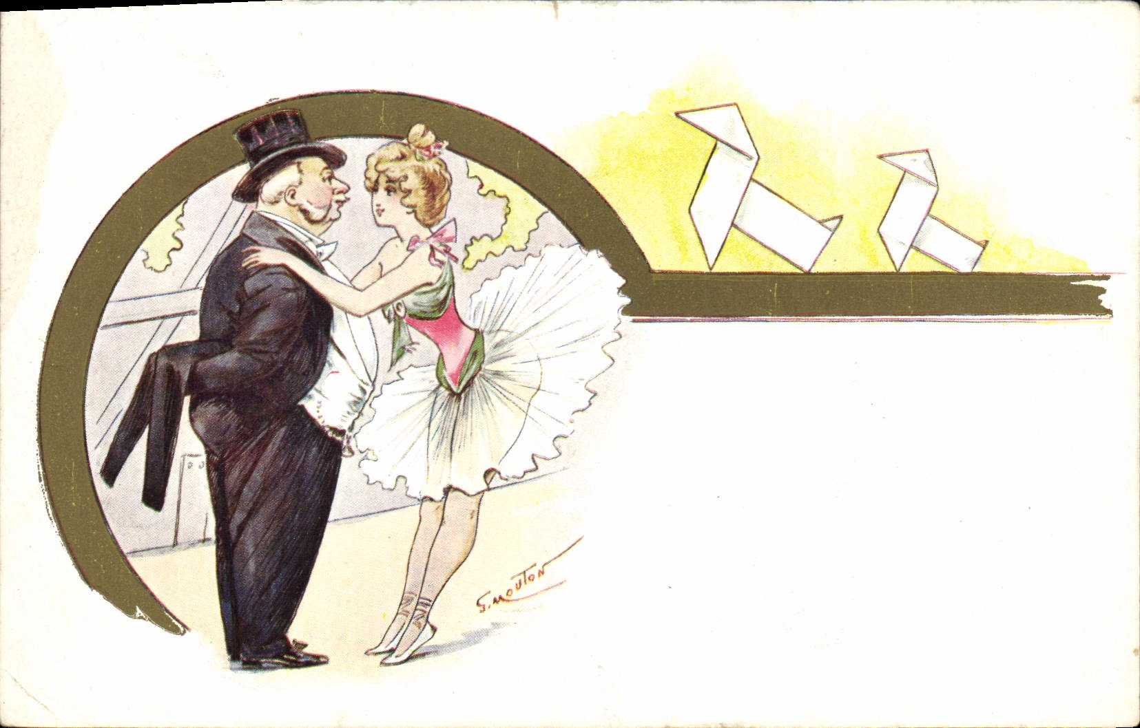 CPA Fantaisie Illustrateur Mouton Femme Danseuse 
