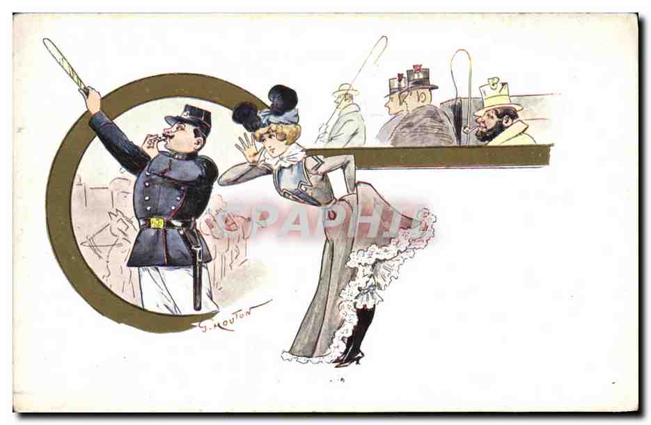 CPA Fantaisie Illustrateur Mouton Femme Police Policier 