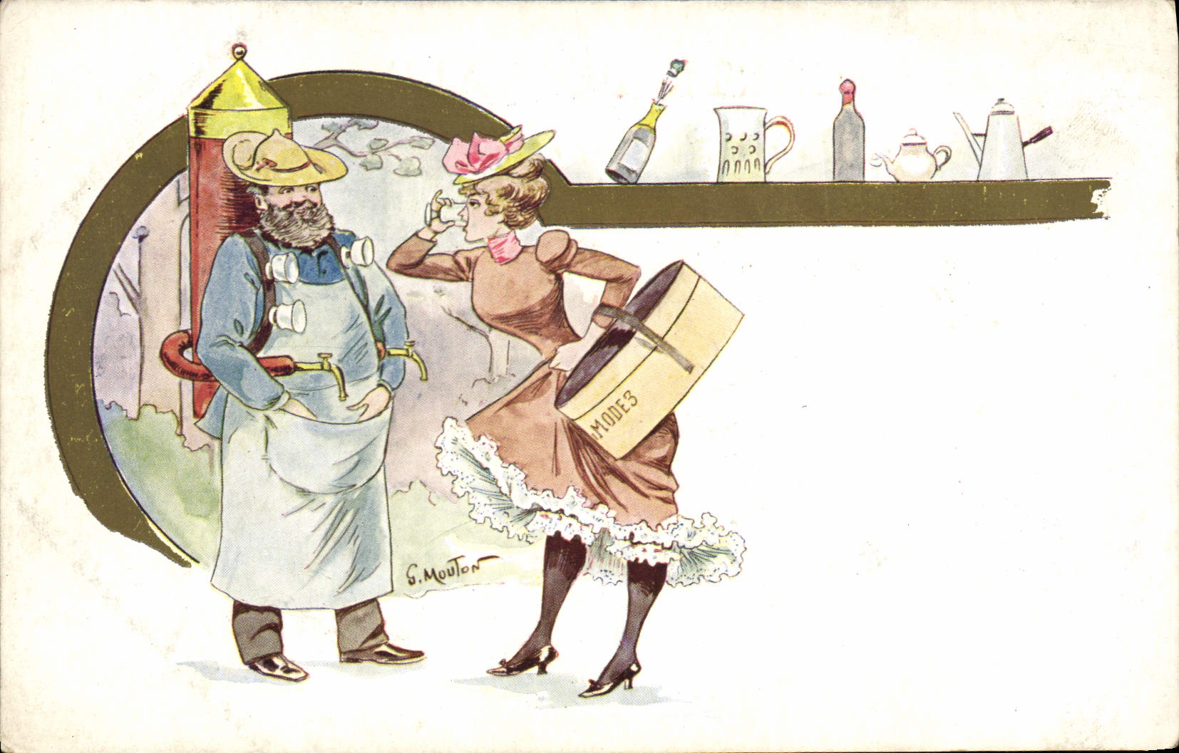 CPA Fantaisie Illustrateur Mouton Femme 