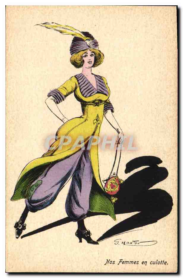 CPA Fantaisie Illustrateur Mouton Femme Chapeau Nos femmes en culotte 