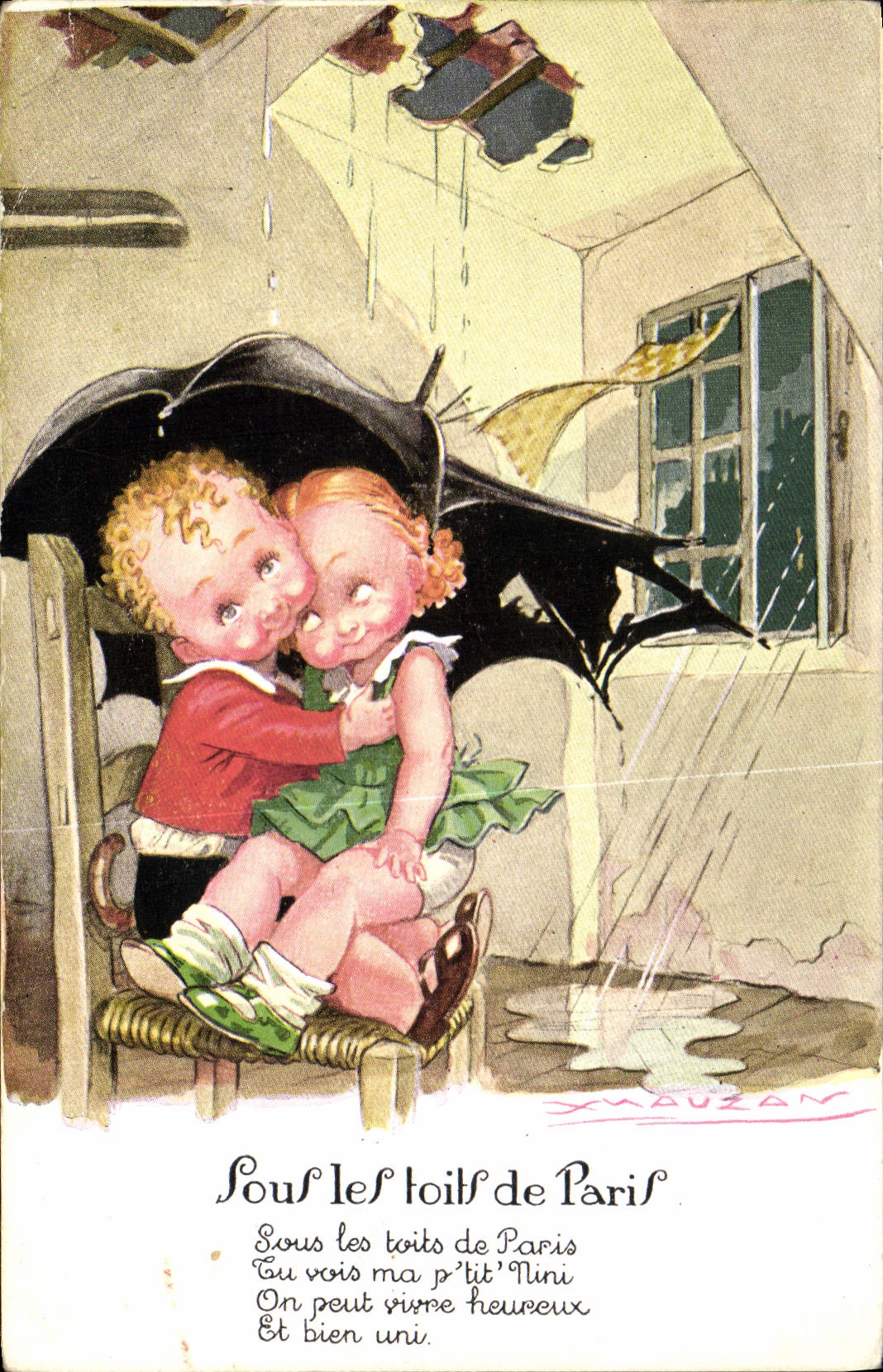 Sous les toits de Paris — illustration de X. Mauzan — éditeur Salabert, n°115