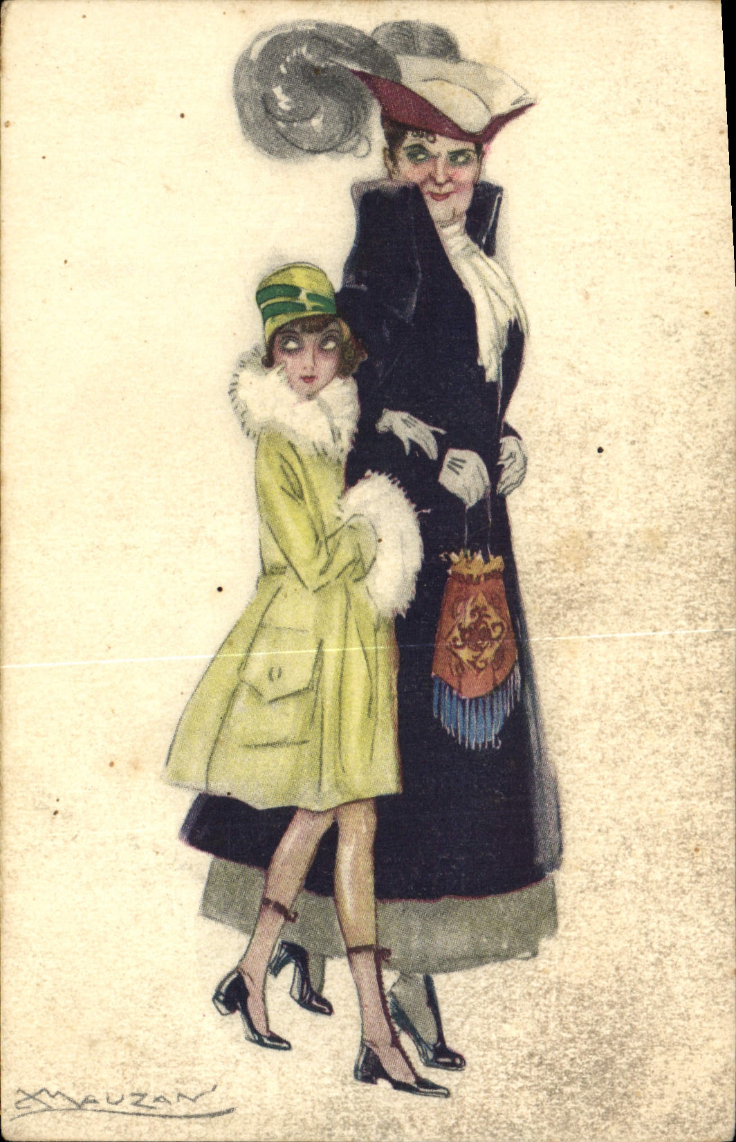 CPA Fantaisie Illustrateur Mauzan Femmes 