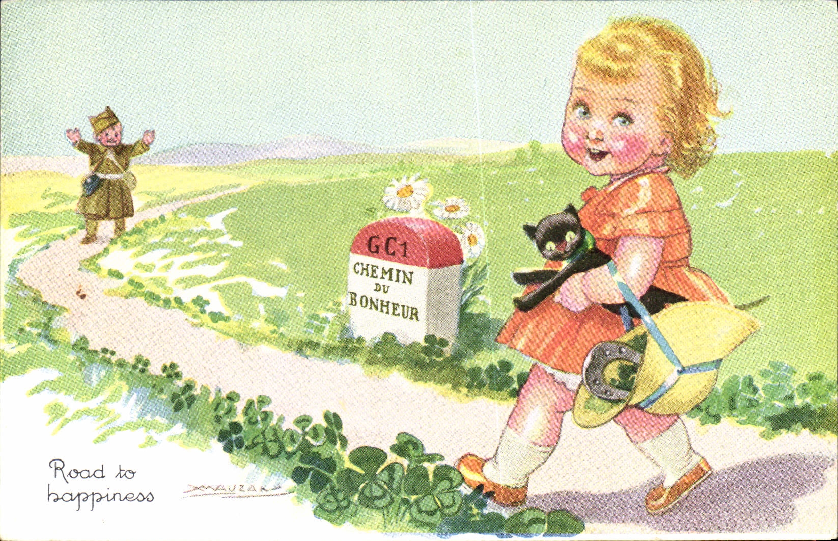 CPA Fantaisie Illustrateur Mauzan Le chemin du bonheur Enfant 