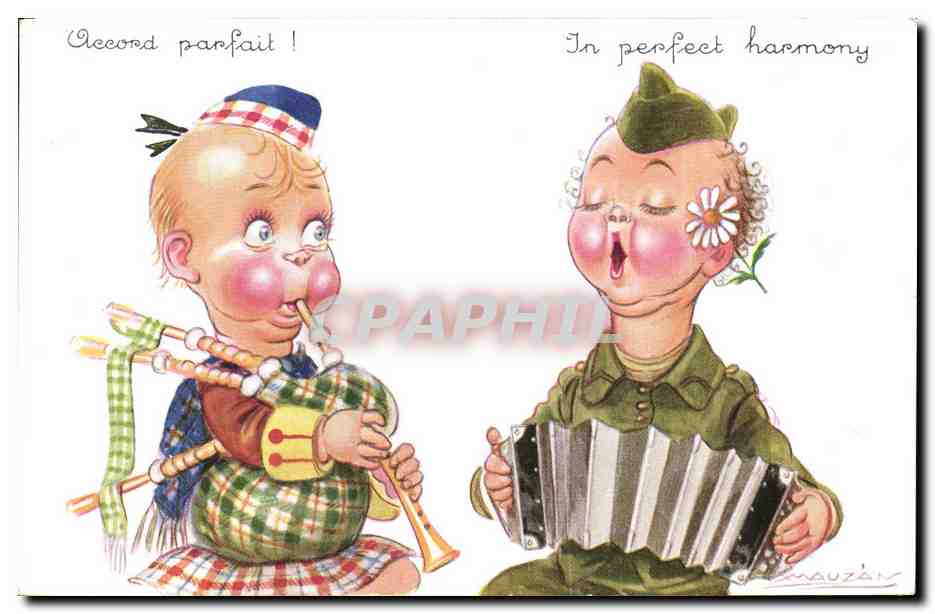 CPA Fantaisie Illustrateur Mauzan Accord parfait Accordeon 