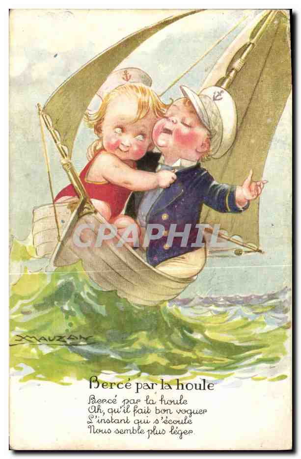 CPA Fantaisie Illustrateur Mauzan Percee par la houle Bateau 