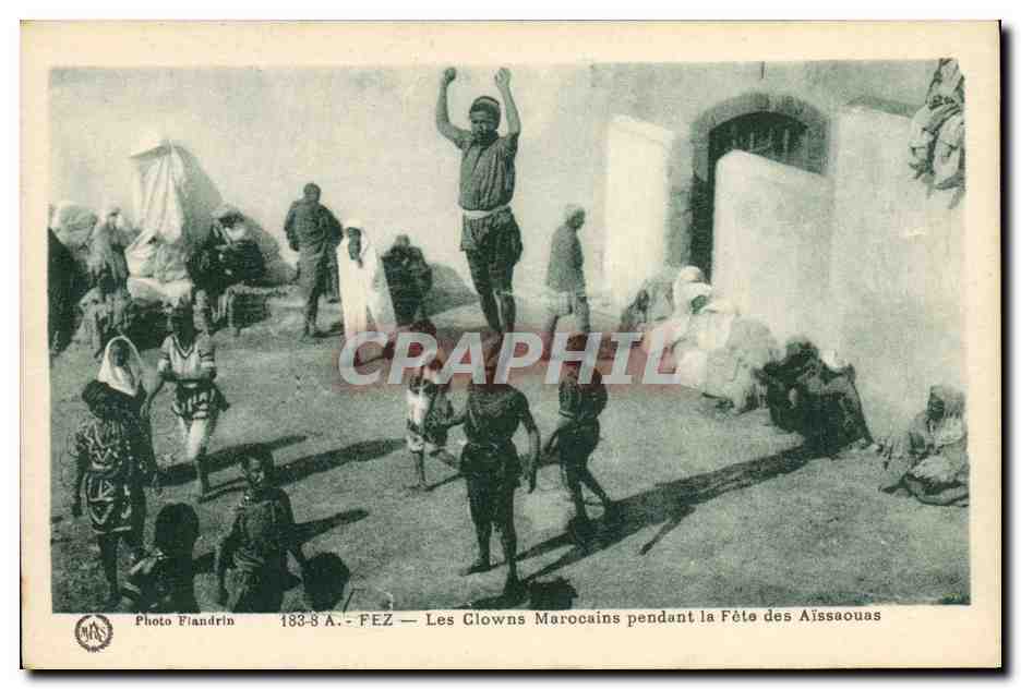CPA Cirque Clown Fez Les clowns marocains pendant la fete des Aissaouas 