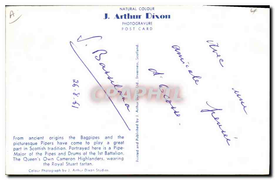 CPM Folklore Ecosse Bagpipe  — Verso