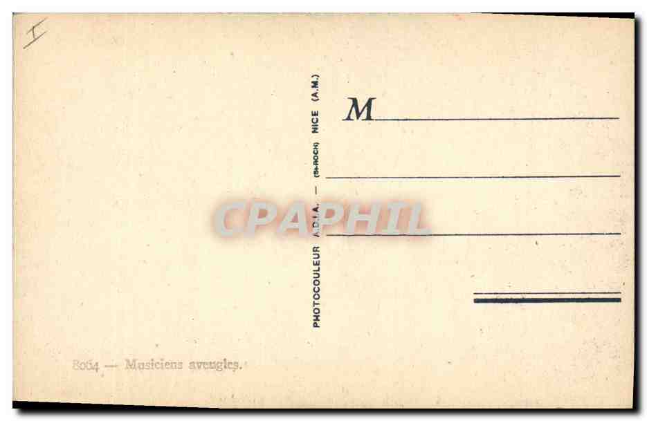 Musiciens aveugles — NICE — Photocouleur A.D.I.A. (A.M.) — Verso