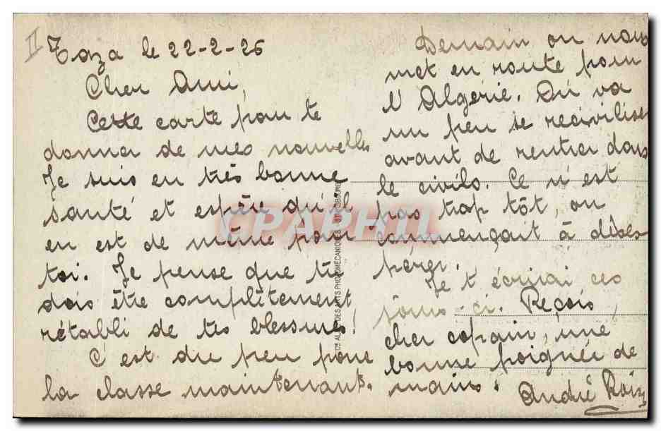 Musicienne Arabe — scène de type orientaliste — CAP, n° 1082 — Verso