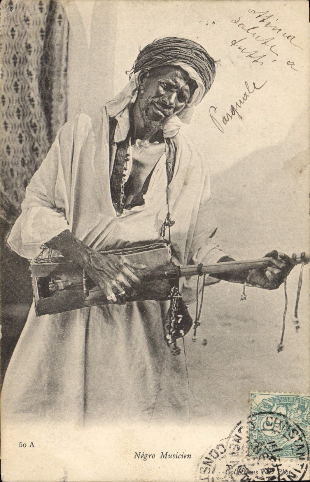 CPA Folklore Negro musicien Afrique du Nord 