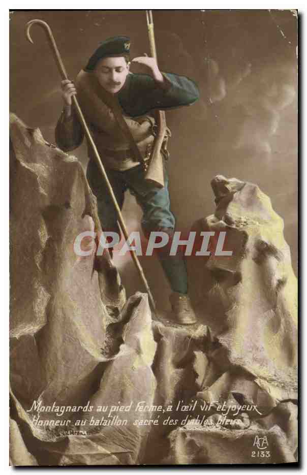 CPA Militaria Chasseurs Alpins 