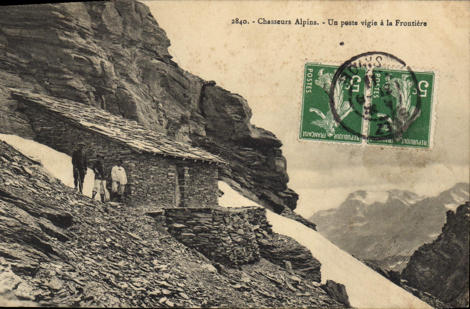 CPA Militaria Chasseurs Alpins Un poste vigie a la frontiere 