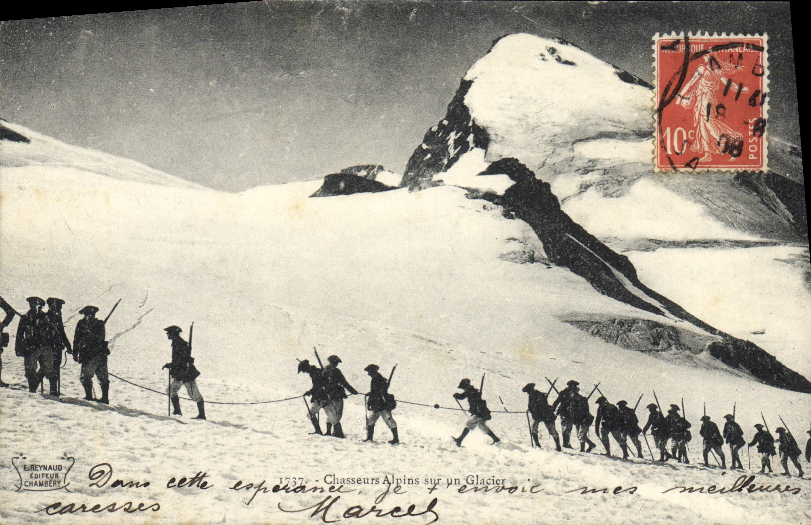 Chasseurs Alpins sur un Glacier — E. Reynaud, Éditeur, Chambéry — n° 1737