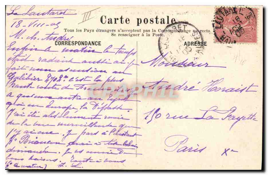 Le Lauftaret (2075 m) — Grand' Halte de Chasseurs Alpins vers l'un des chalets — Papeterie des Alpes, Eug. Robert, Grenoble — Reverso