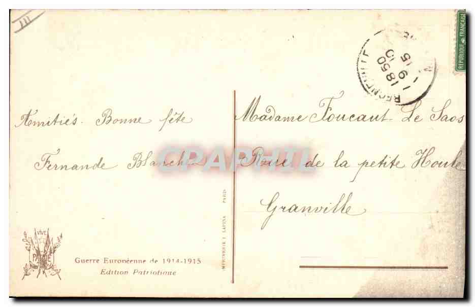 CPA Militaria La lettre du front Celui qui l'ecrit  — Rückseite