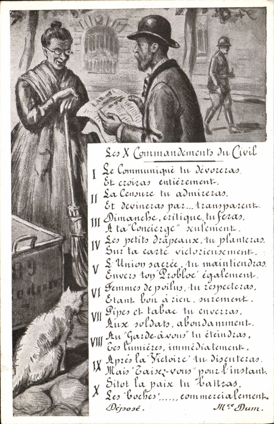 CPA Militaria Les 10 commandements du civil 