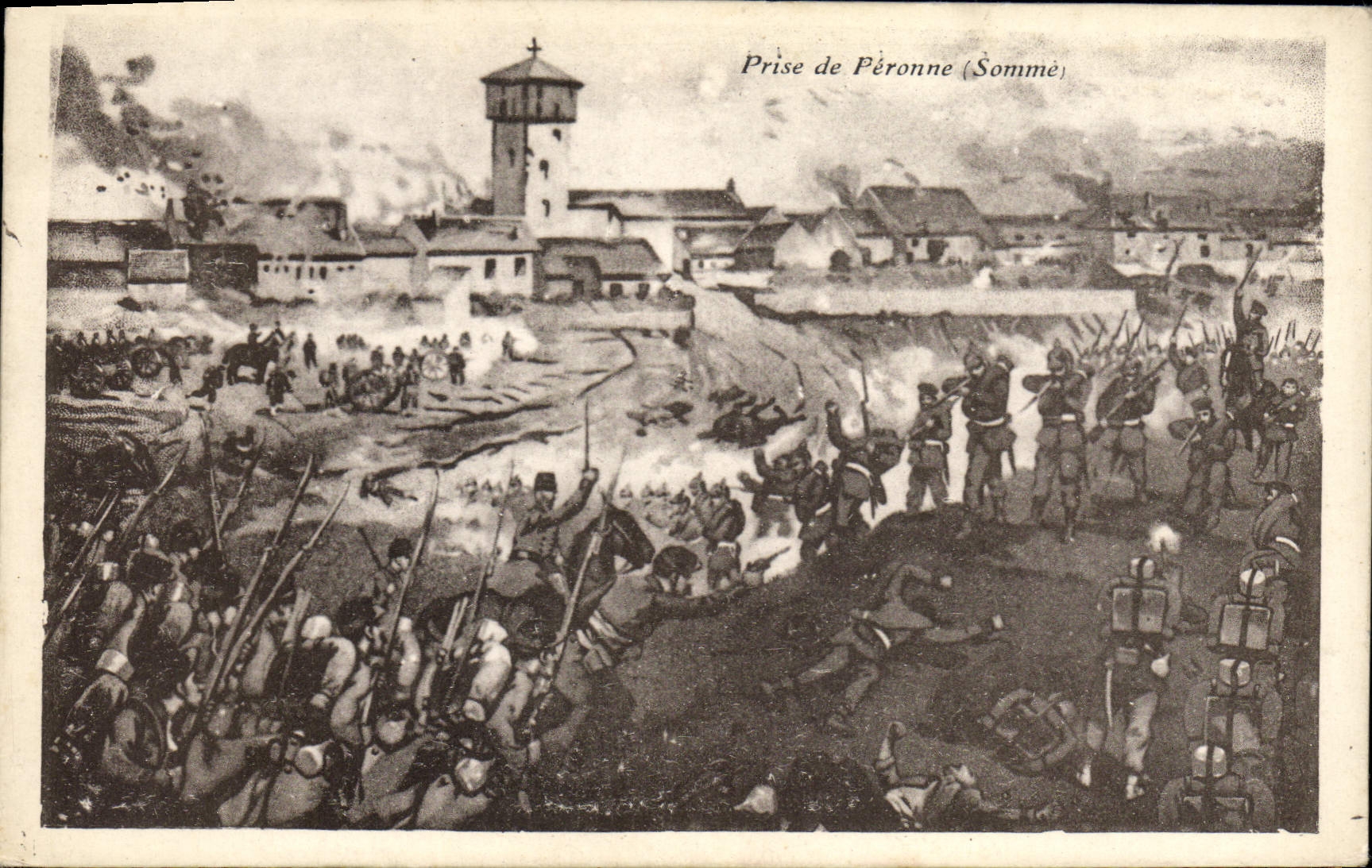 CPA Militaria Prise de Peronne Somme 